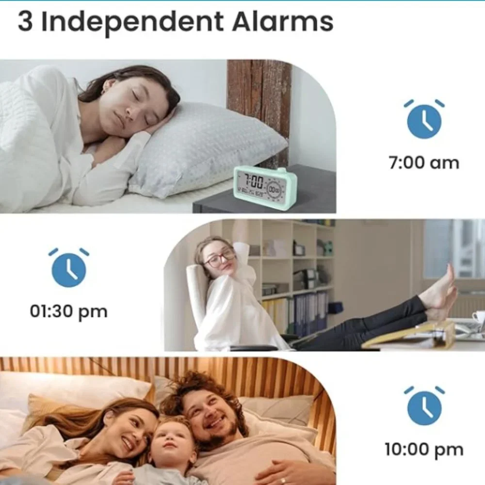 All-in-One Multifunctional Digital Alarm Clock -Time Manager Clock - LED Display